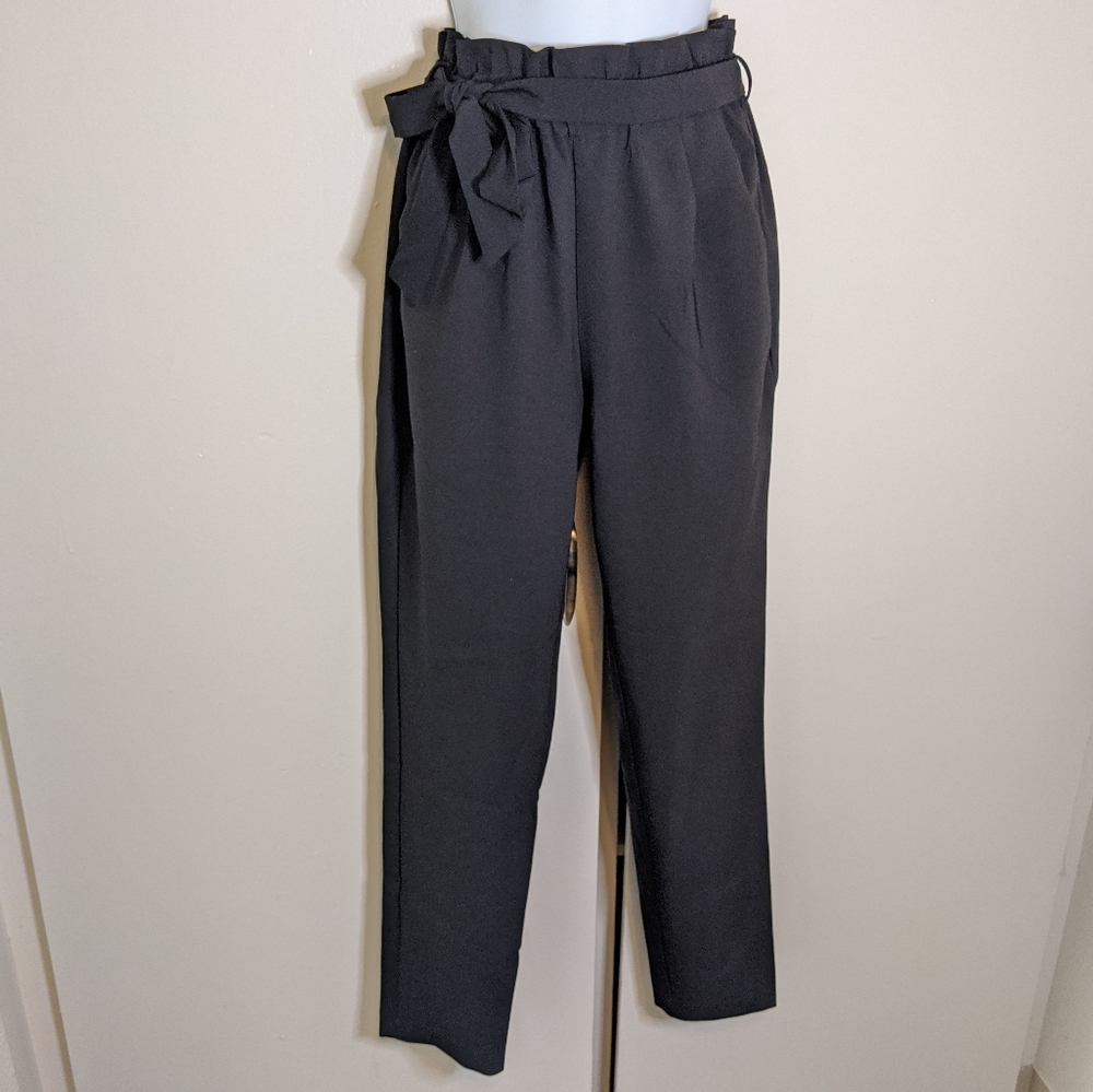 Stella Luce Black Paper-Bag Pants Small